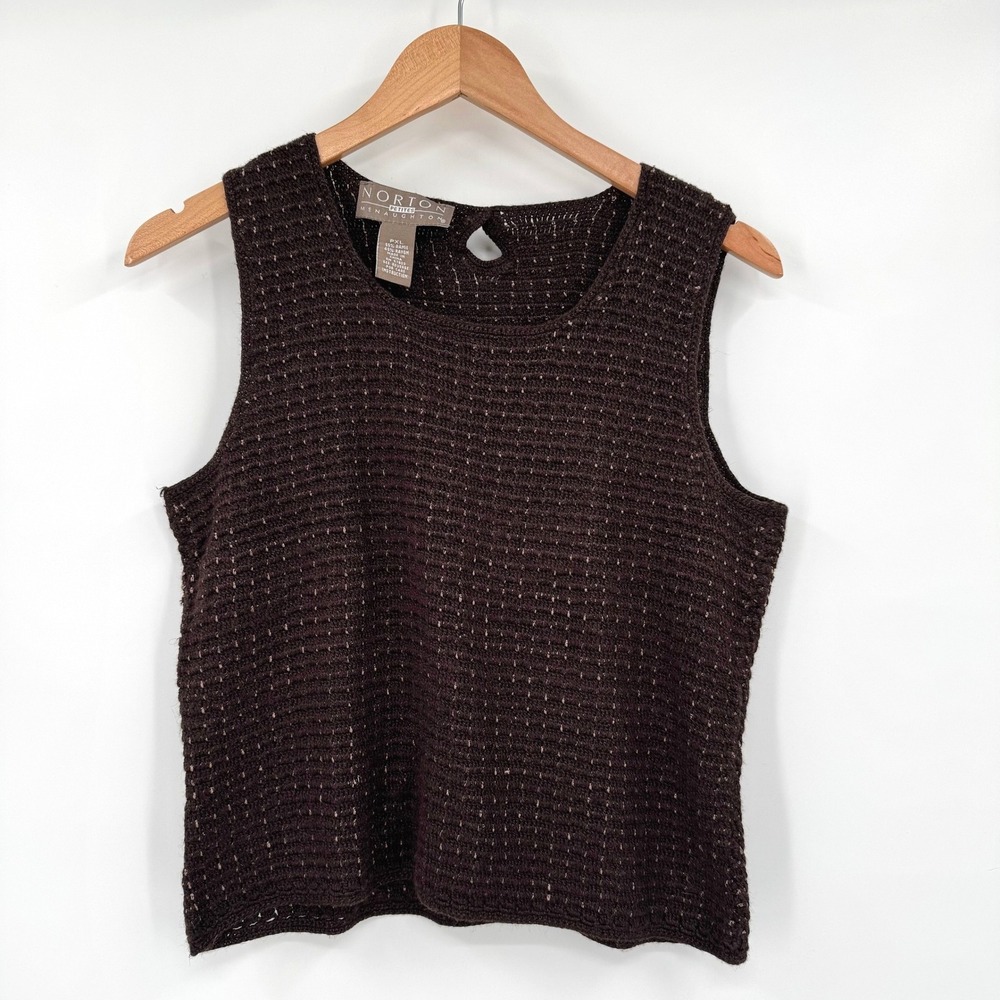 Norton McNaughton 90s Vtg Brown Knit Sleeveless Tank Top Women PXL fits M-L